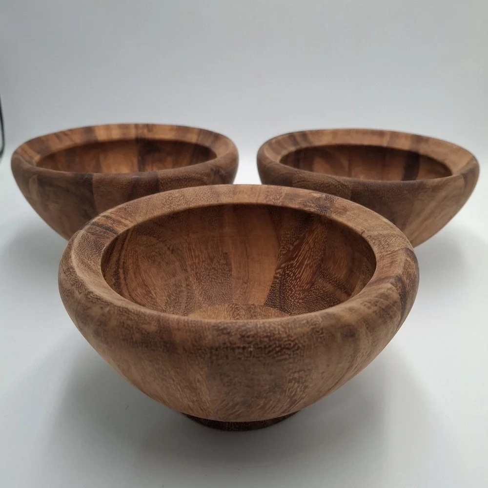 Ironwood Gourmet Acacia Wood Salad Bowl Set 2 Nesting Wooden Rustic Kitchen